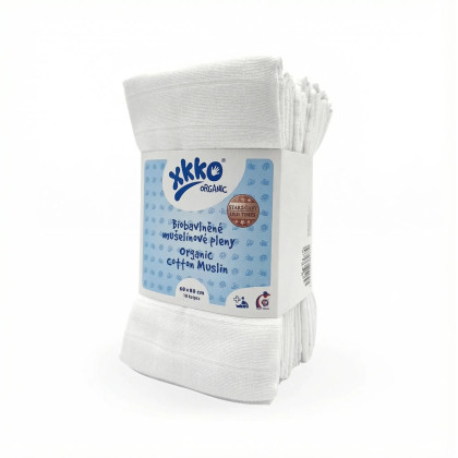 Organic Cotton Muslins XKKO Organic 60x60 Old Times - White