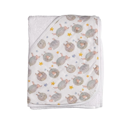 Hooded bamboo terry towel XKKO BMB 90x90 - Dreamy Sheeps