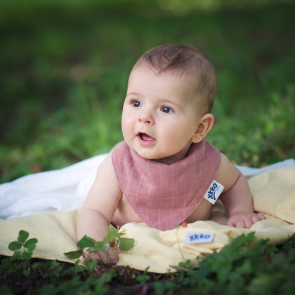 Organic Cotton Muslin Bandana XKKO Organic - Mesa Rose
