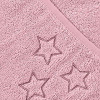 Hooded terry bath towel XKKO Organic 90x90 - Baby Pink Stars 5x1ps (Wholesale pack.)