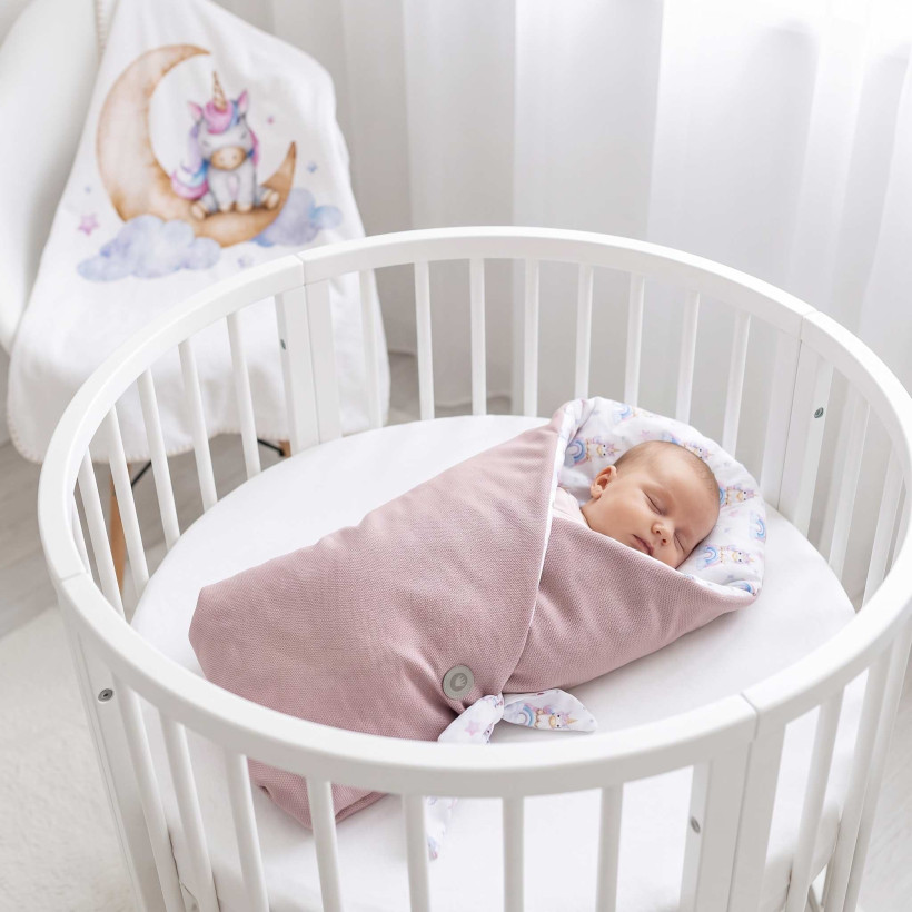 Cotton swaddling wrap XKKO LUX with coconut insert - Unicorns