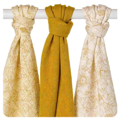 Bamboo muslins XKKO BMB 70x70 - Safari Honey Mustard 3pcs