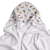 Hooded bamboo terry towel XKKO BMB 90x90 - Butterflies