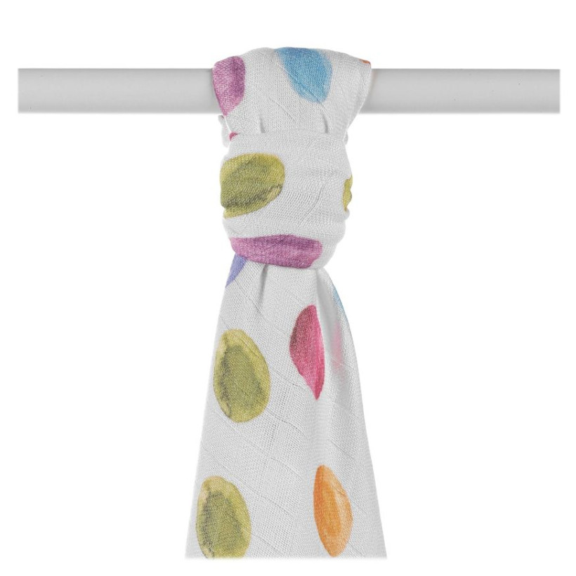 Bamboo muslin towel XKKO BMB 90x100 Digi - Watercolour Polka Dots