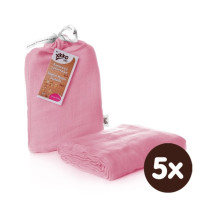 Bamboo swaddle XKKO BMB 120x120 - Baby Pink 5x1ps (Wholesale packaging)