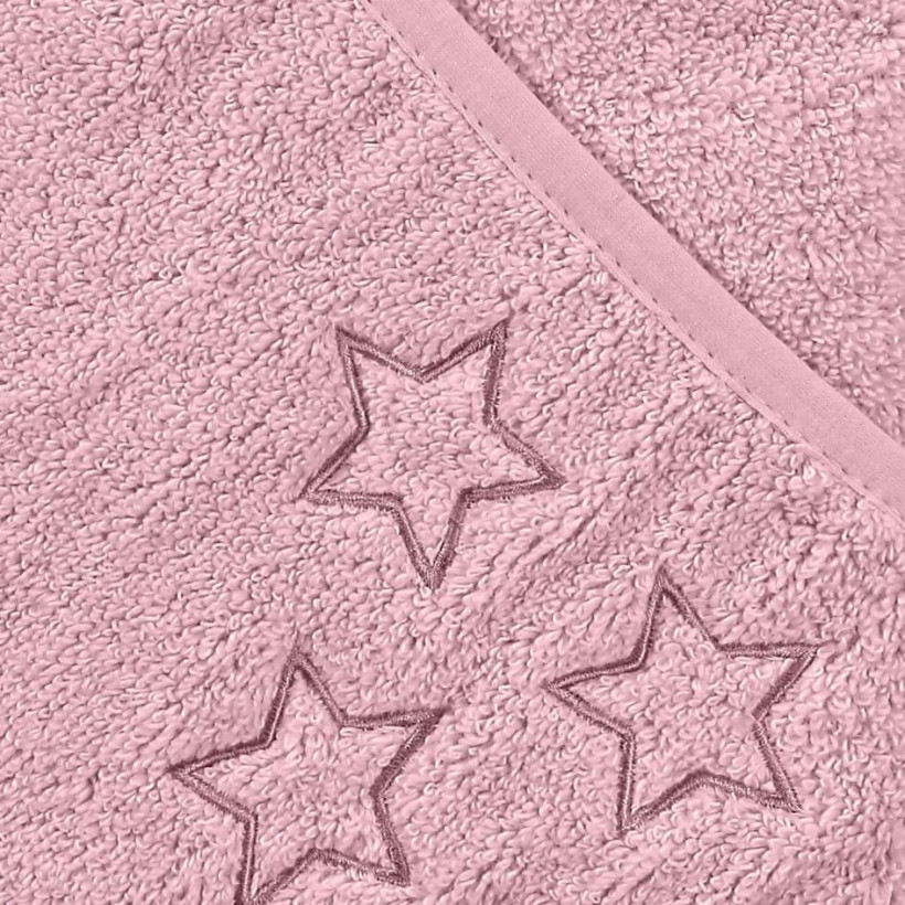 Hooded terry bath towel XKKO Organic 90x90 - Baby Pink Stars