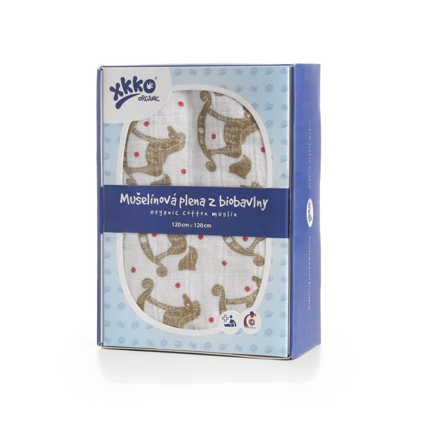 Organic Cotton Swaddle XKKO Organic 120x120 - Rocking Horses Gold