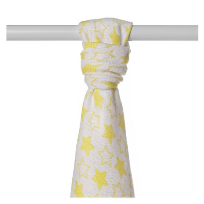 Bamboo muslin towel XKKO BMB 90x100 - LIttle Stars Lemon