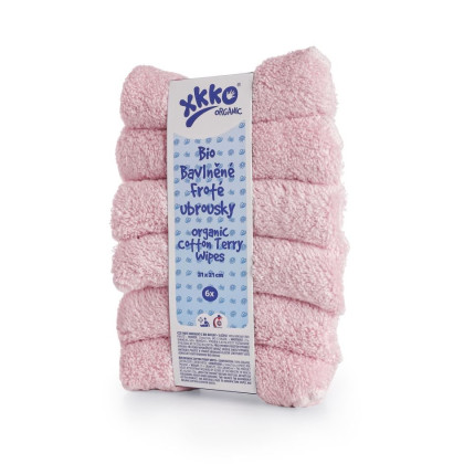 Organic cotton terry wipes XKKO Organic 21x21 - Baby Pink