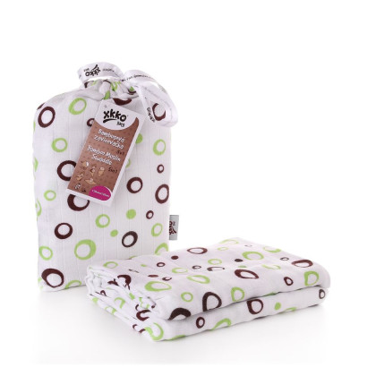 Bamboo swaddle XKKO BMB 120x120 - Lime Bubbles