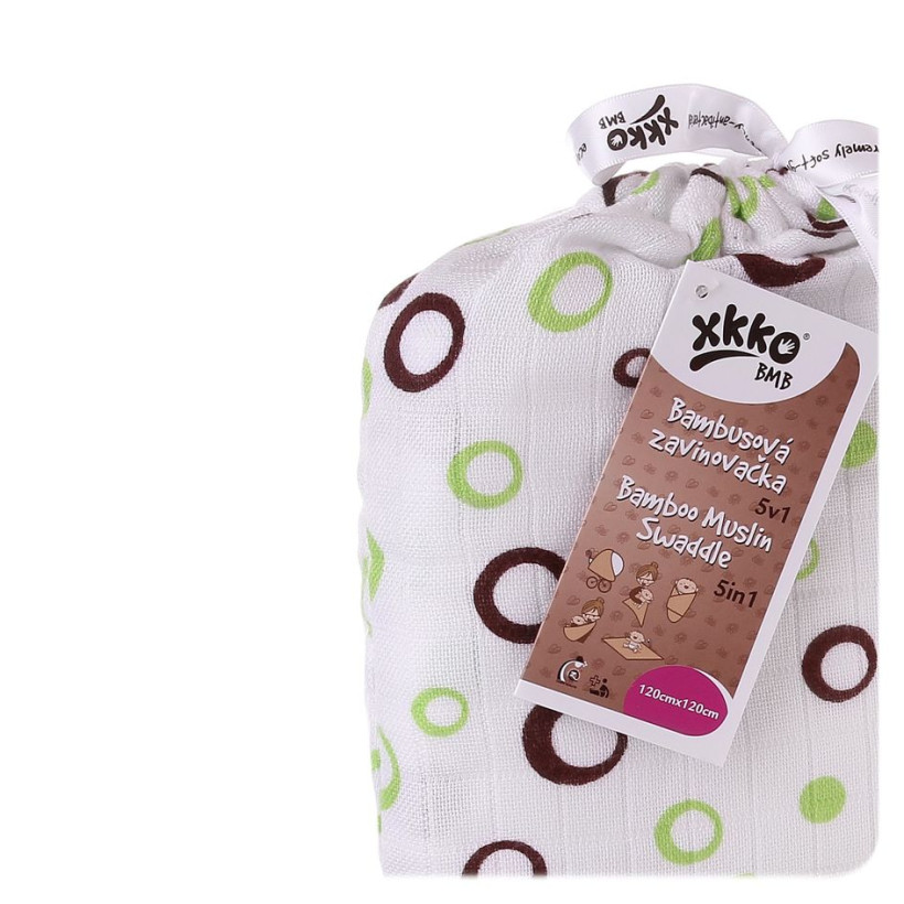 Bamboo swaddle XKKO BMB 120x120 - Lime Bubbles 5x1ps (Wholesale packaging)