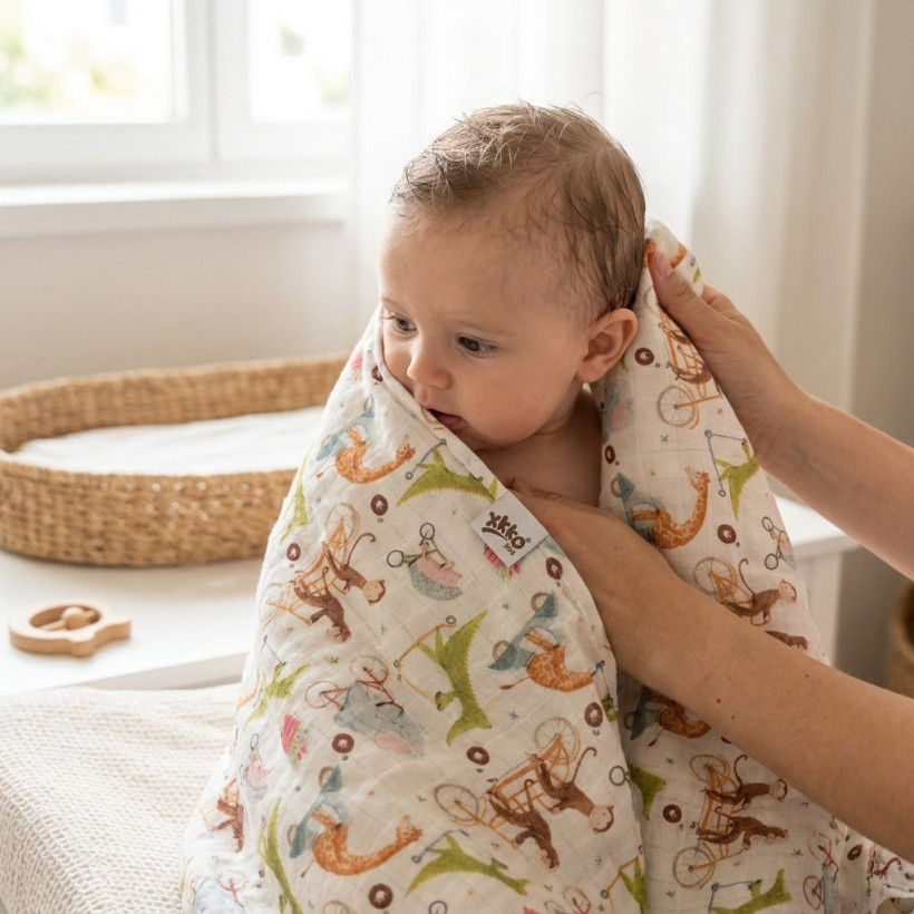 Bamboo muslin towel XKKO BMB 90x100 Digi - ZOO on the Road