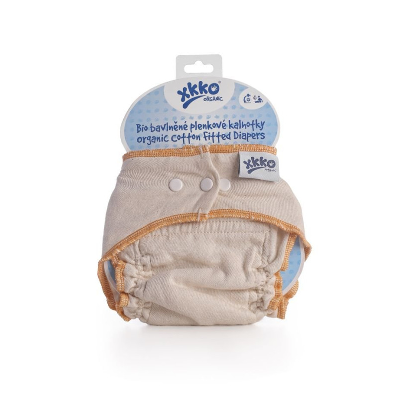 Organic cotton fitted diaper XKKO Organic - Natural Size S 5x1ps (Wholesale pack.)