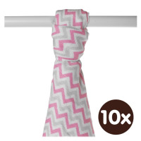 Bamboo muslin towel XKKO BMB 90x100 - Baby Pink Chevron 10x1pcs (Wholesale packaging)