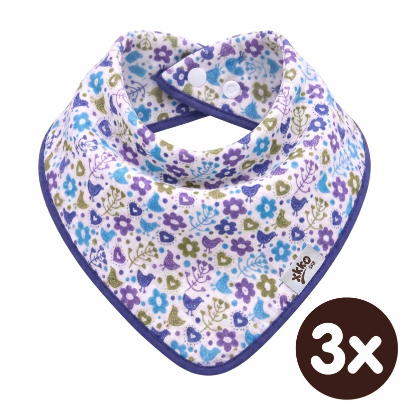 Bamboo bandana XKKO BMB - Flowers&Birds Boys 3x1ps Wholesale packing