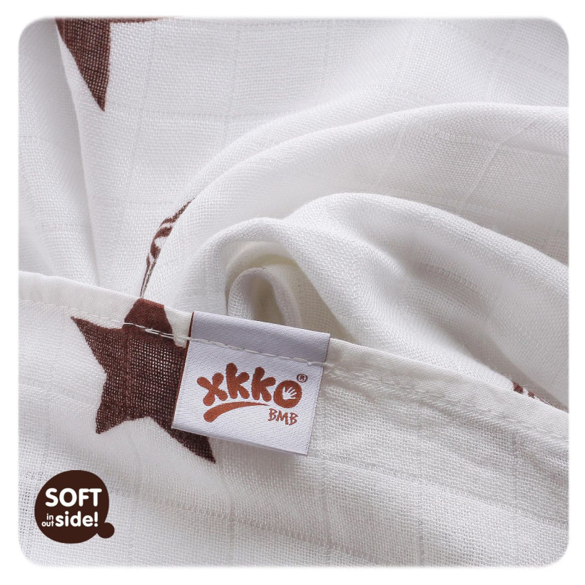 Bamboo muslin towel XKKO BMB 90x100 - Natural Brown Stars 10x1pcs (Wholesale packaging)