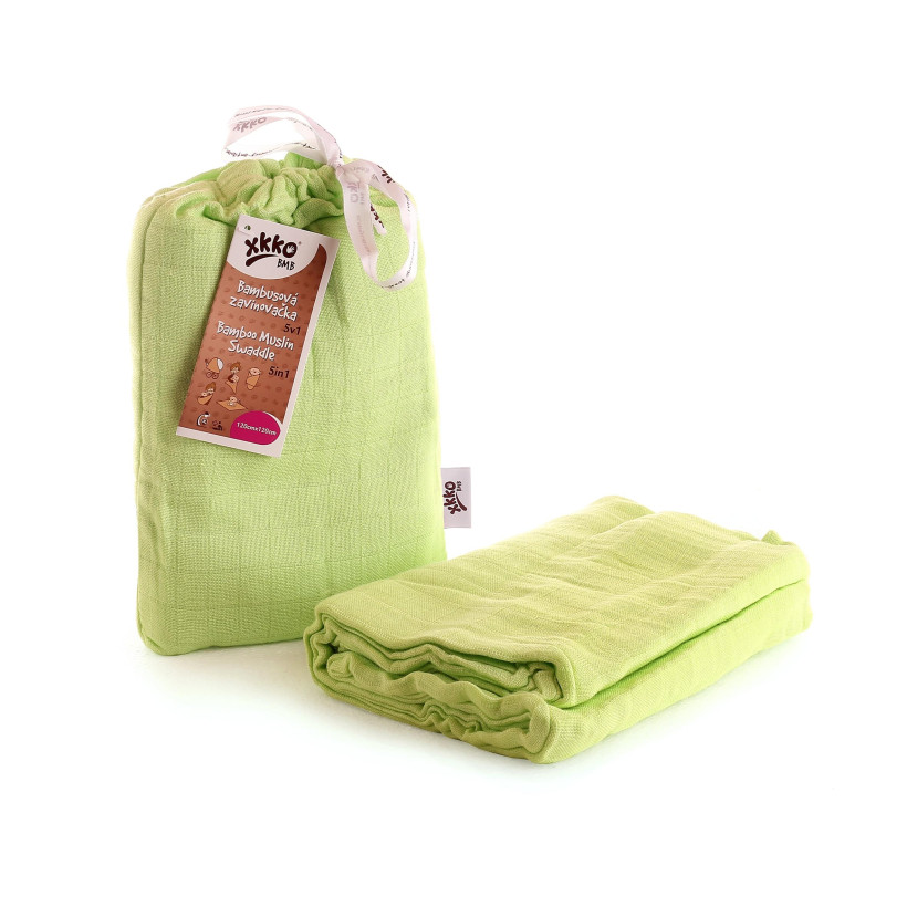 Bamboo swaddle XKKO BMB 120x120 - Lime 5x1ps (Wholesale packaging)