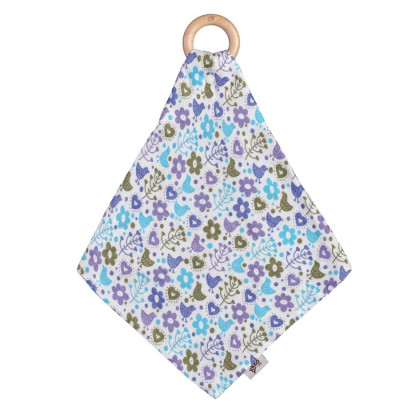 XKKO BMB Bamboo teether with Muslin - Flowers&Birds Boys