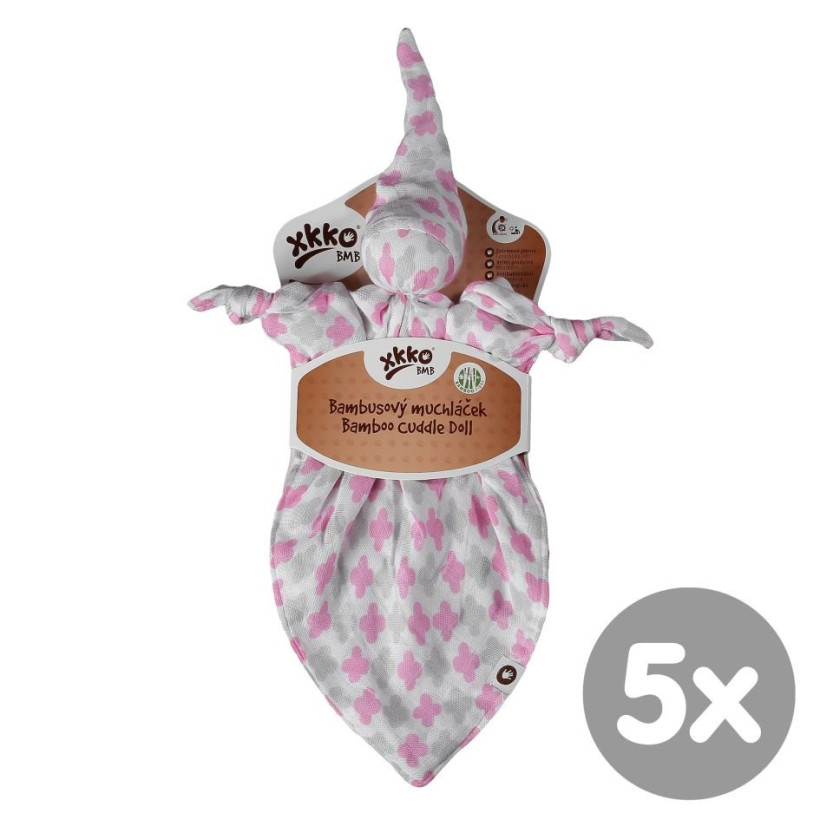 Bamboo cuddly toy XKKO BMB - Baby Pink Cross 5x1ps (Wholesale packaging)
