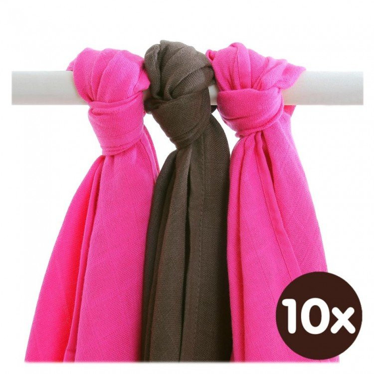 Bamboo muslins XKKO BMB 70x70 - Magenta Choco MIX 10x3pcs (Wholesale packaging)