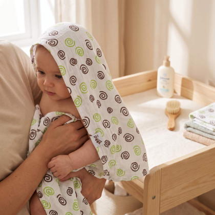 Bamboo muslin towel XKKO BMB 90x100 - Lime Spirals