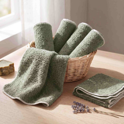 Organic cotton terry wipes XKKO Organic 21x21 - Granite Green