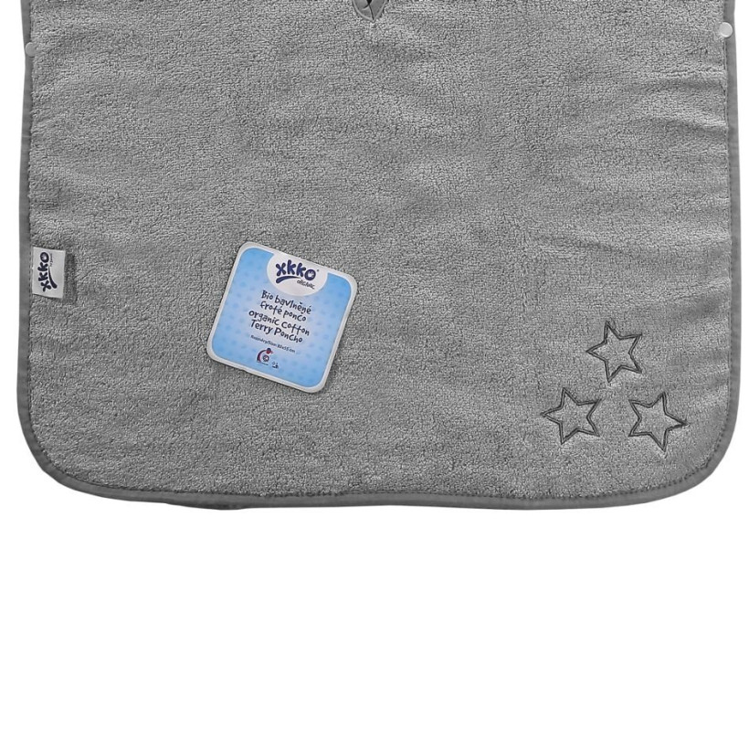 Organic cotton terry Poncho XKKO Organic - Silver Stars 5x1ps (Wholesale pack.)