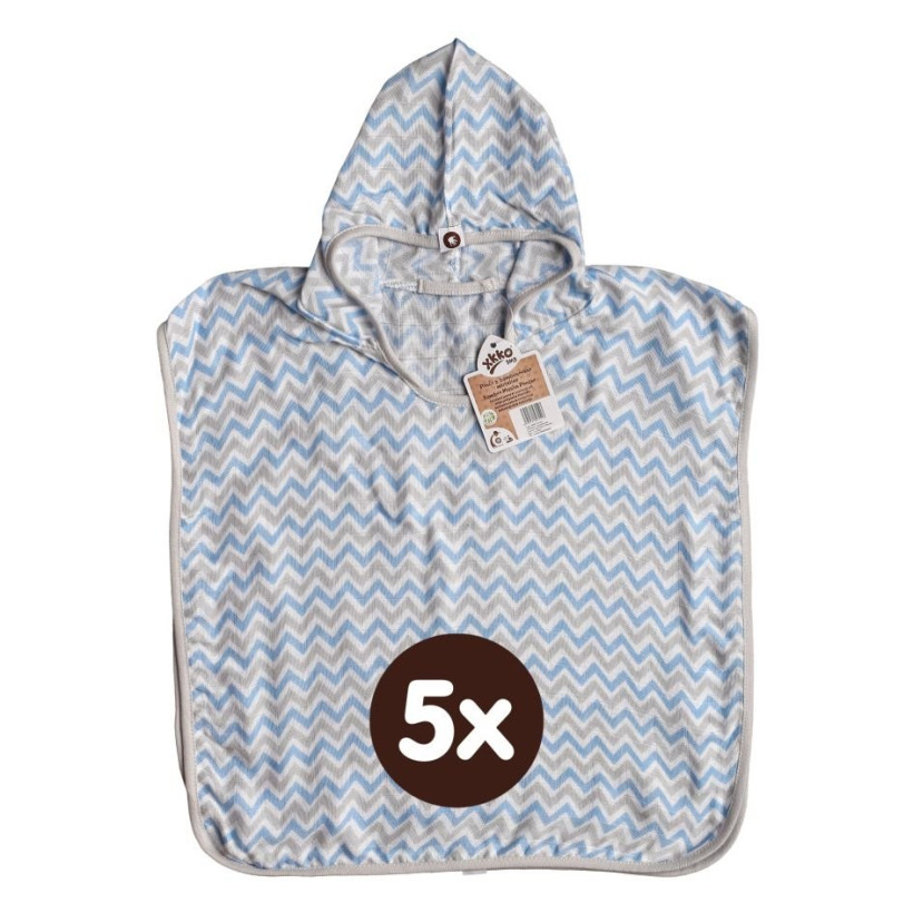 Bamboo Muslin Poncho XKKO BMB - Chevron Baby Blue 5x1ps (Wholesale pack.)