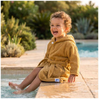 Organic Cotton Terry Bathrobe XKKO Organic - Honey Mustard