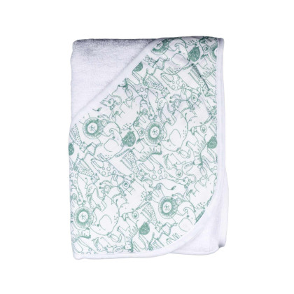 Hooded bamboo terry towel XKKO BMB 90x90 - Safari W/Granite Green