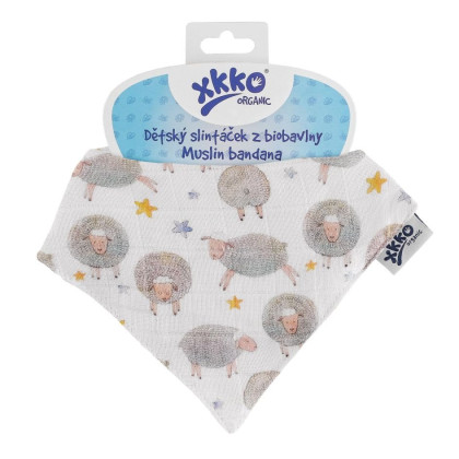 Organic Cotton Muslin Bandana XKKO Organic - Dreamy Sheeps